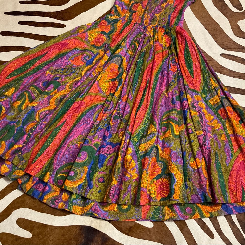 House of Harlow 1960 Multicolor Floral Midi Dress - Purple, Green, Orange, Pink - Picture 2 of 10